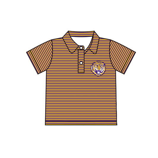 custom S 9.12 Team brown striped short sleeve boys top