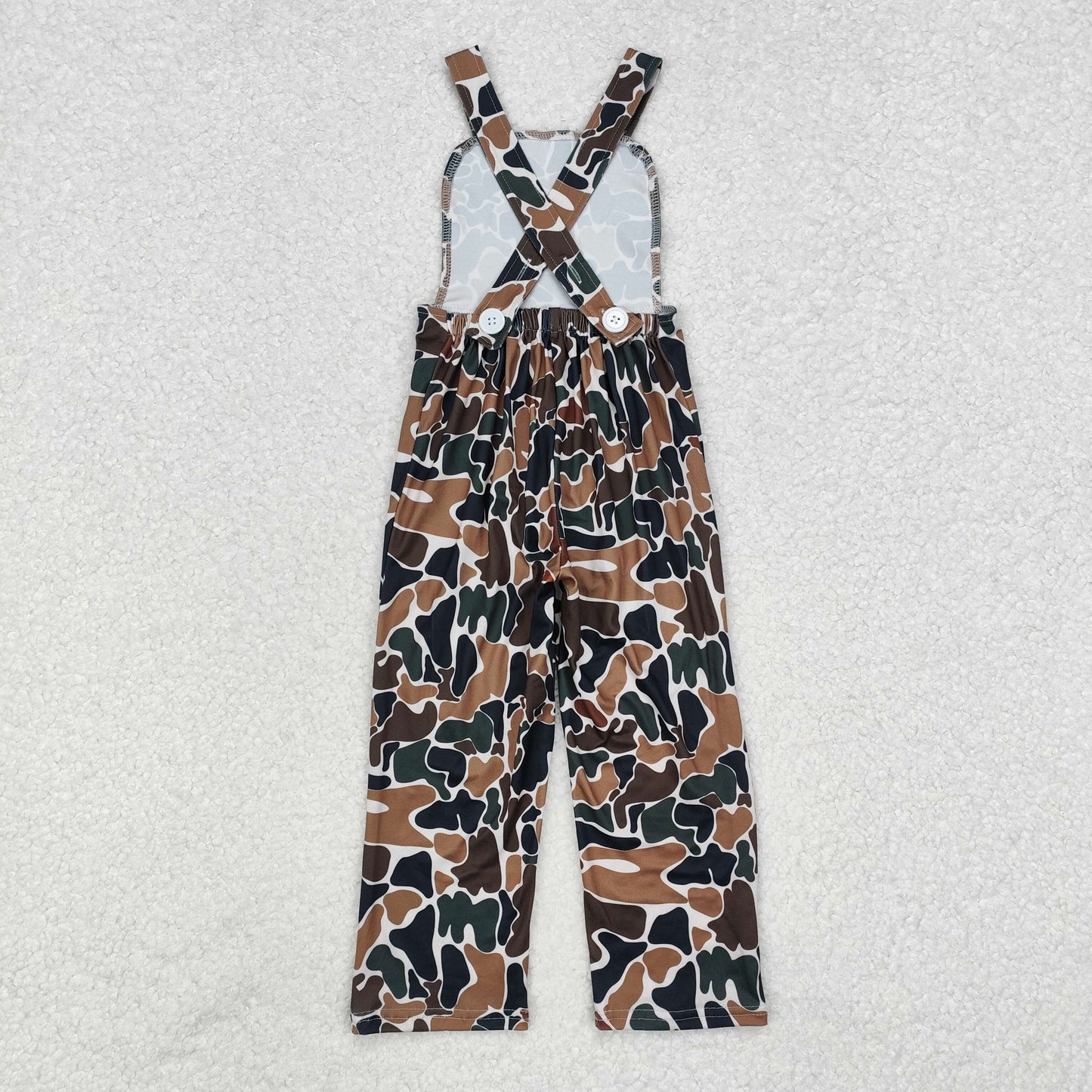 SR1988 dark green camo sleeveless boys jumpsuits