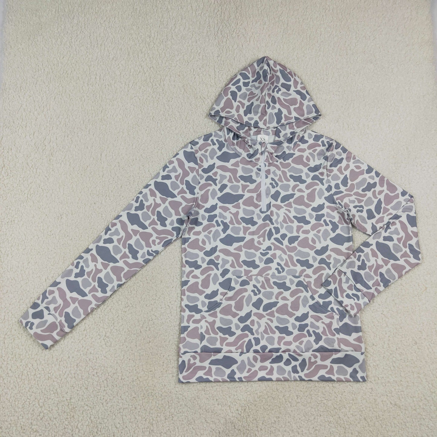 BT1873 Hunting Camo Zipper Long Sleeve Adult Man Top
