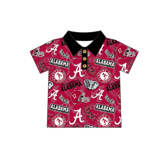 custom style football team Alabama elephant maroon short sleeve boys top