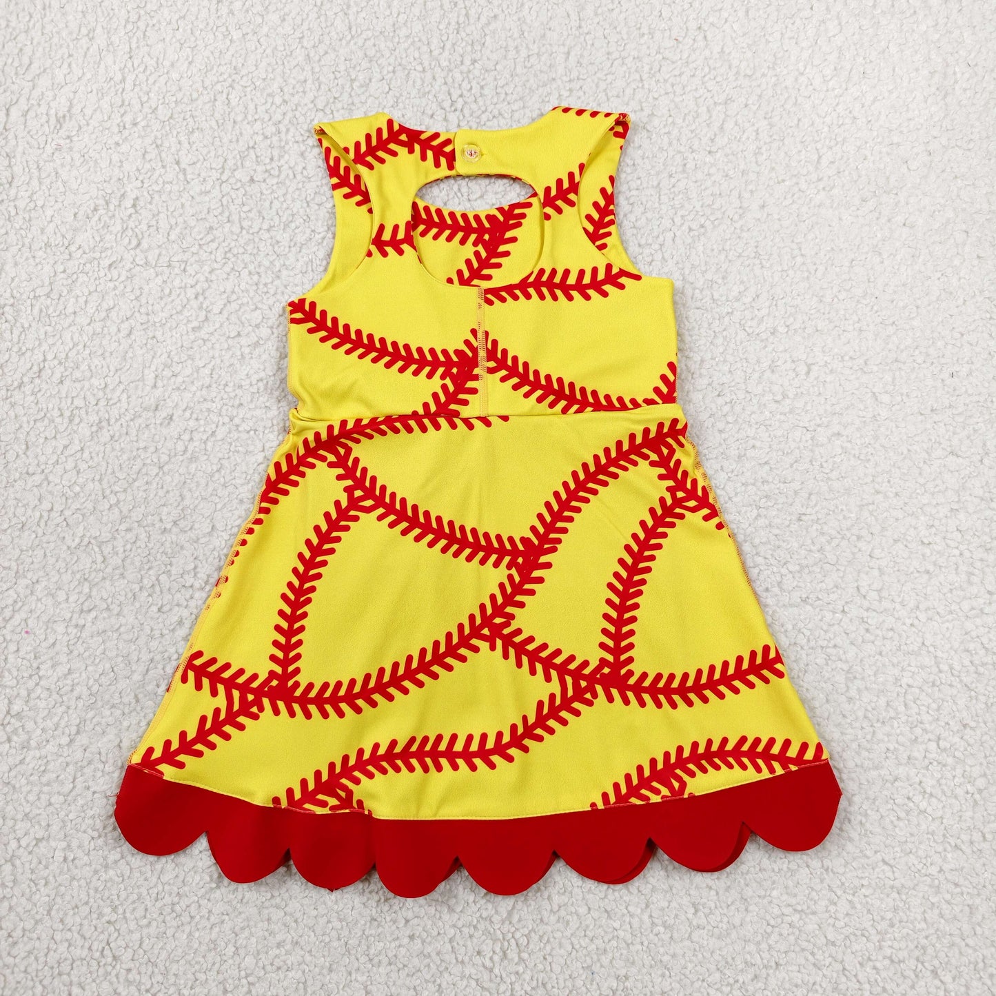 GSD3834 Yoga Softball Yellow Bows Sleeveless Shorts Girls Dress