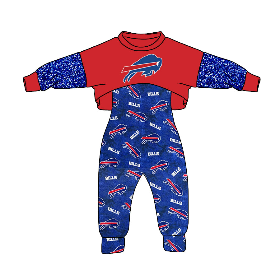 custom S 9.13  Red blue long sleeve jumpsuit set