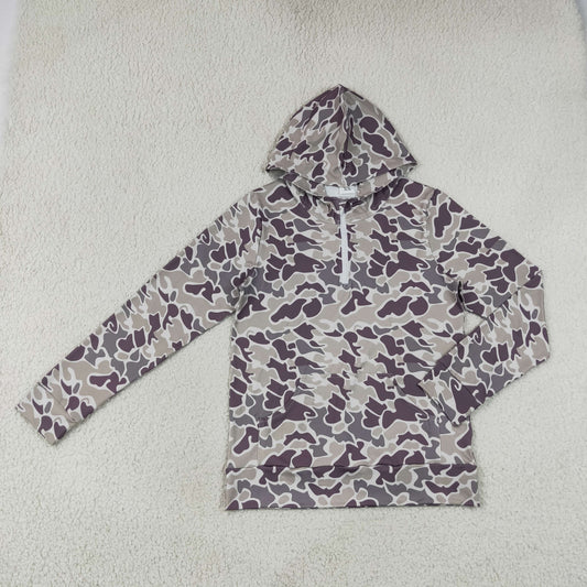 GT1707 Hunting Camo Pocket Zipper Hoodie Long Sleeve Adult Women Top
