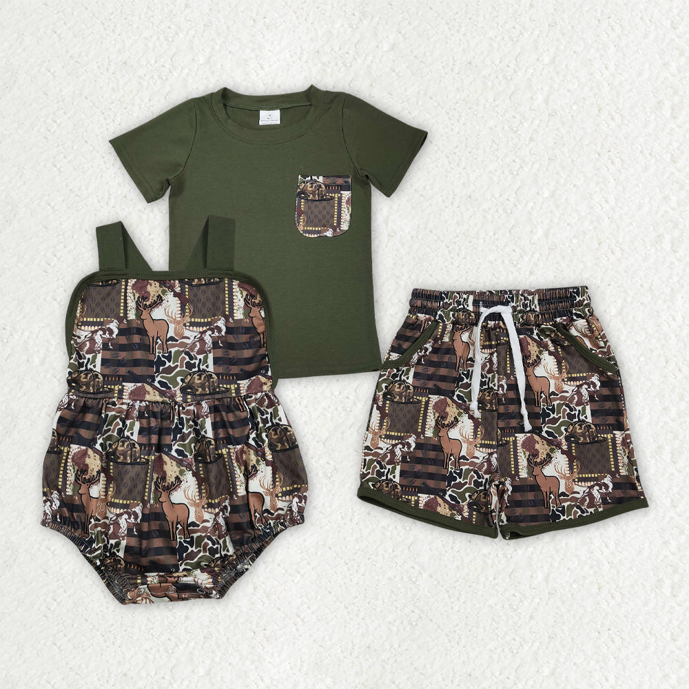 Hunting Camo Deer Boys Romper/Set RTS Sibling Clothes