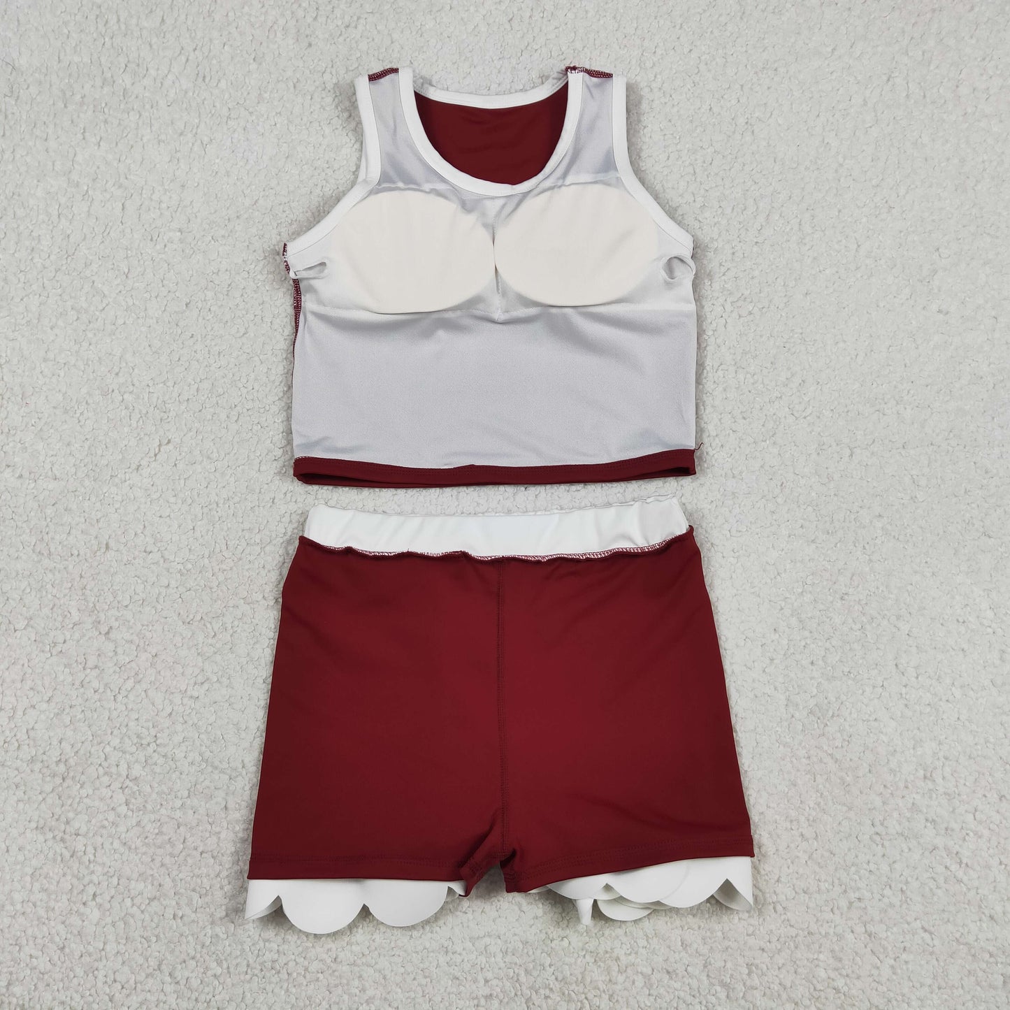GSD4027 Yoga Maroon Sleeveless Skorts Girls Set