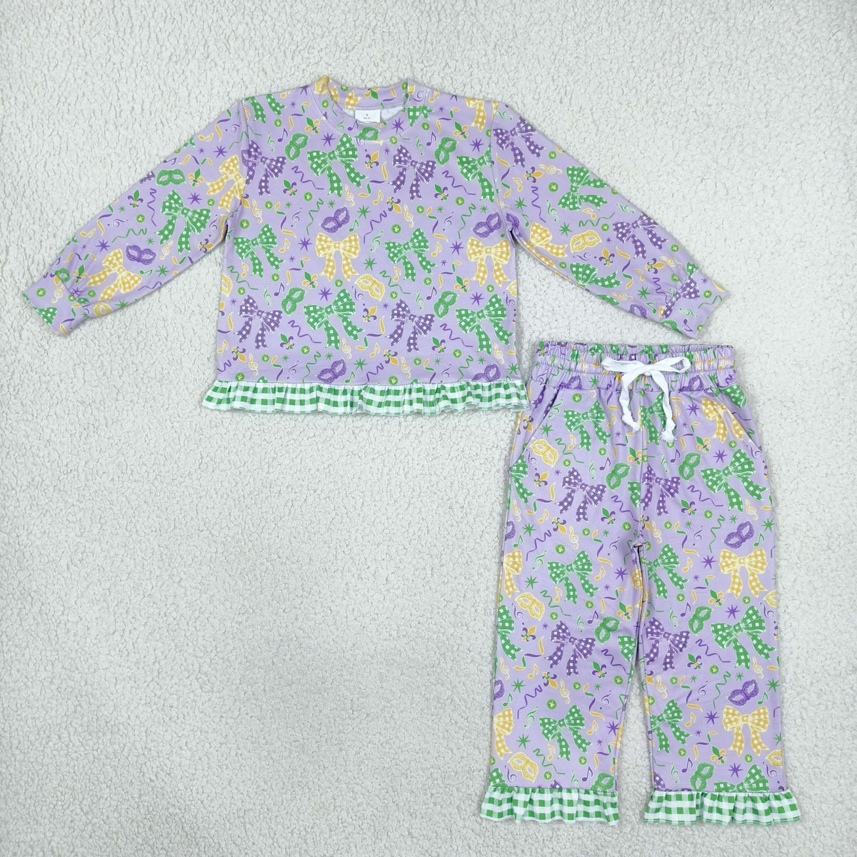 GLP3680 Mardi Gras Purple Long  Sleeve Pants Girls Set