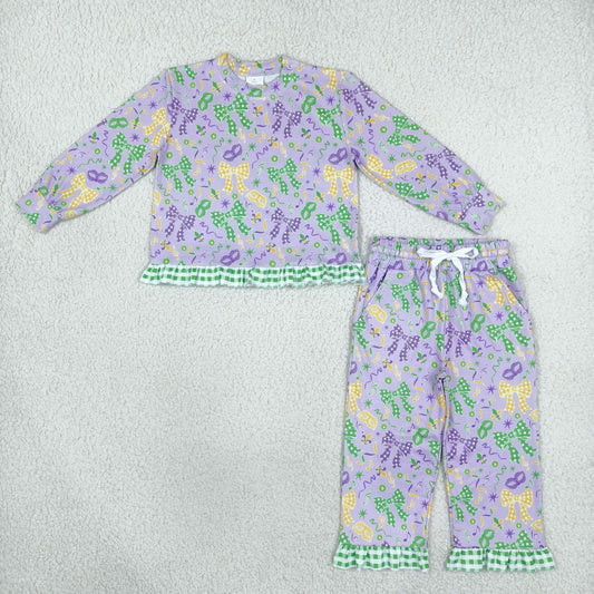 GLP3680 Mardi Gras Purple Long  Sleeve Pants Girls Set