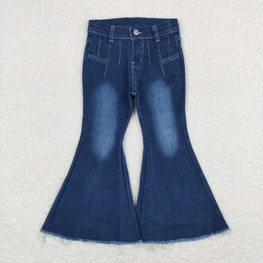 P0457 blue tassels denim pants girls jeans