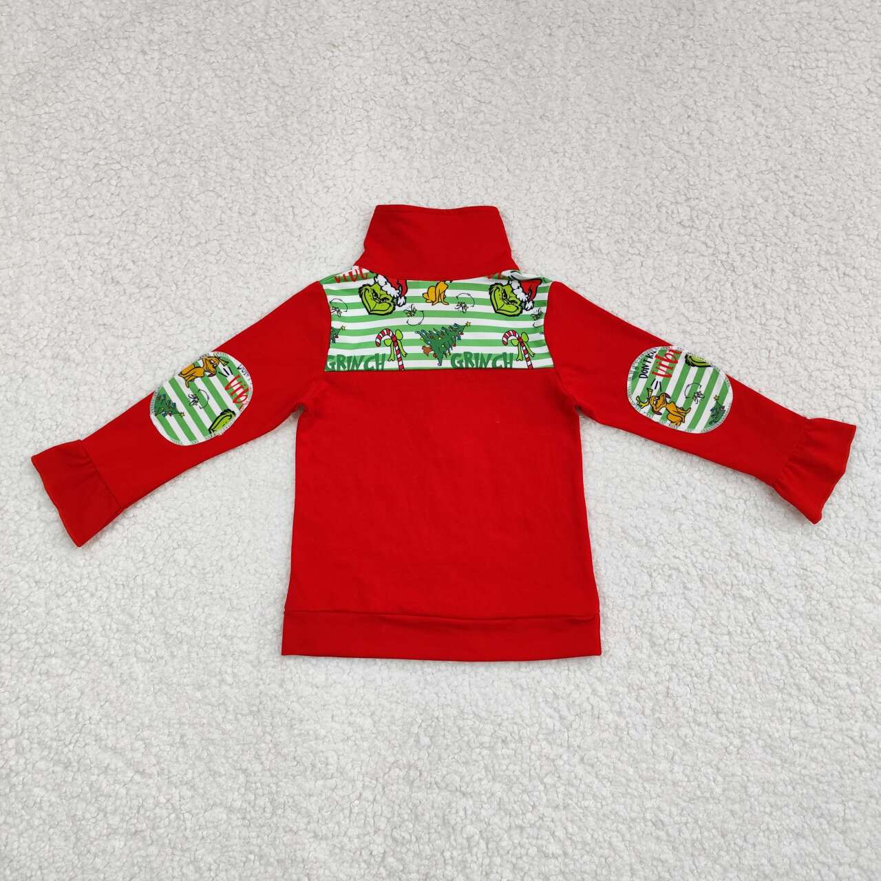 GT0611 Christmas green face red long sleeve girls pullover