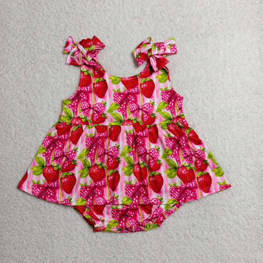 SR4134 Strawberry Hot Pink Girls Romper