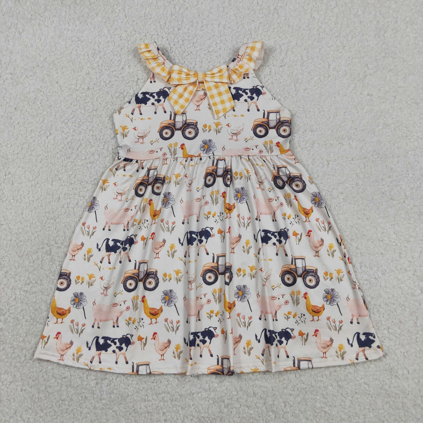 GSD3476 Farm Chick Pig Tractor Girls Dress