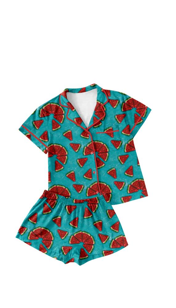 Custom Moq 3 Watermelon Blue Mama and Me Pajamas Sibling Clothes