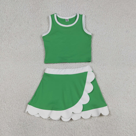 GSD4025 Yoga Green Sleeveless Skorts Girls Set