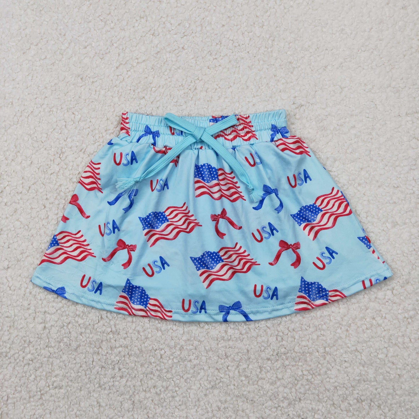 GLK0050 July 4th USA flag girls skirt with shorts