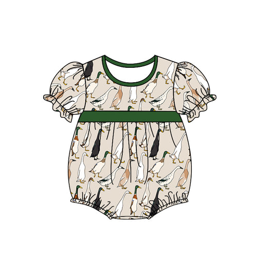 preorder SR0531 Hunting mallard green short sleeve girls romper