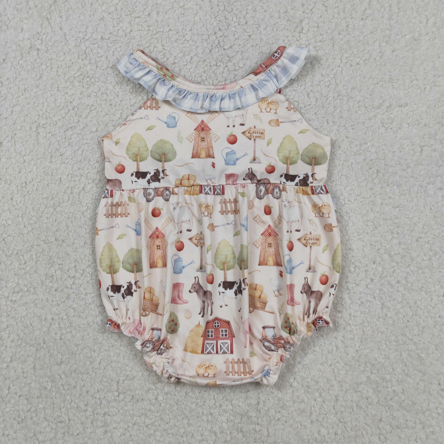 SR3852 Farm House Animals Girls Romper