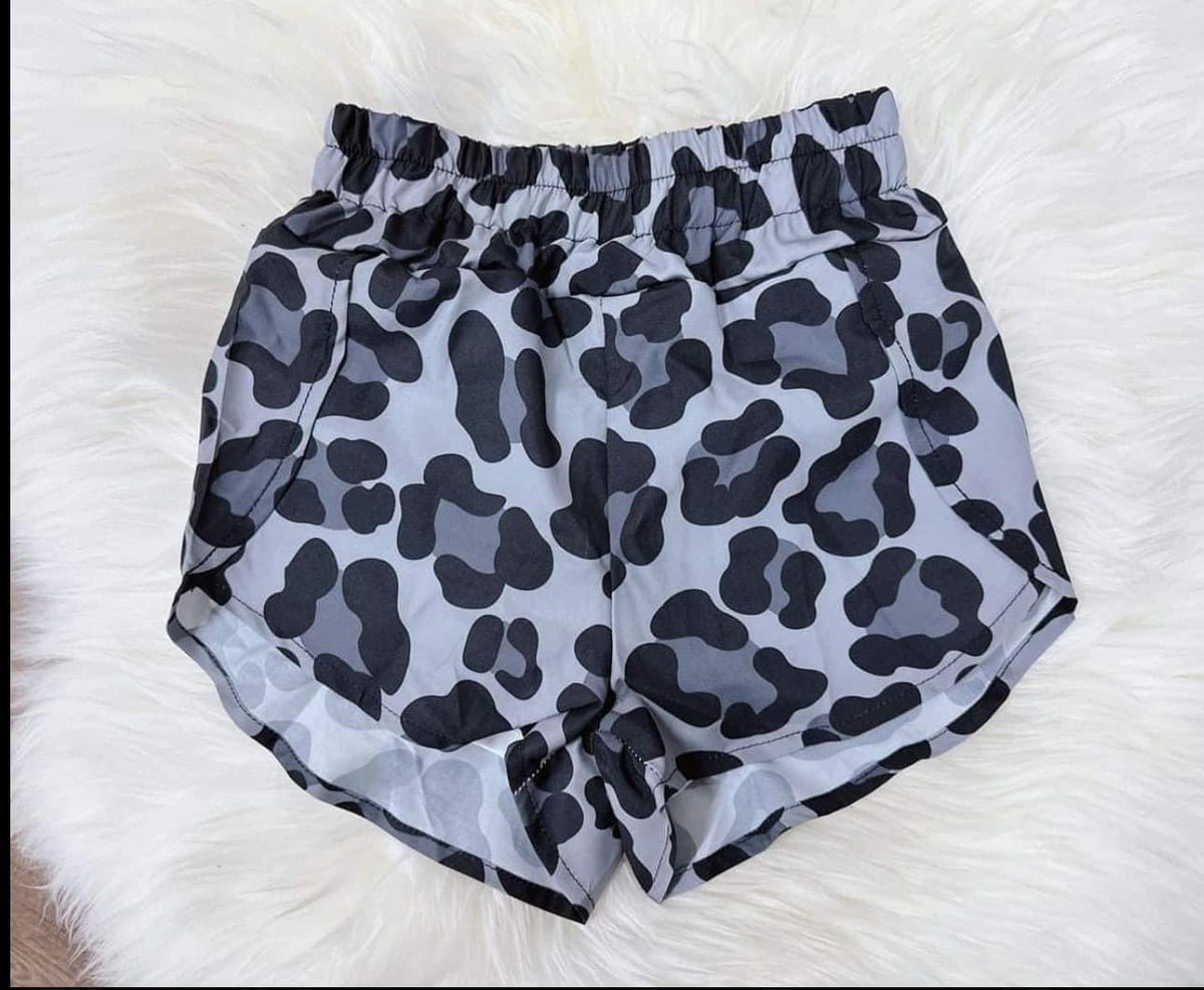 preorder SS0379 dark grey leopard girls shorts