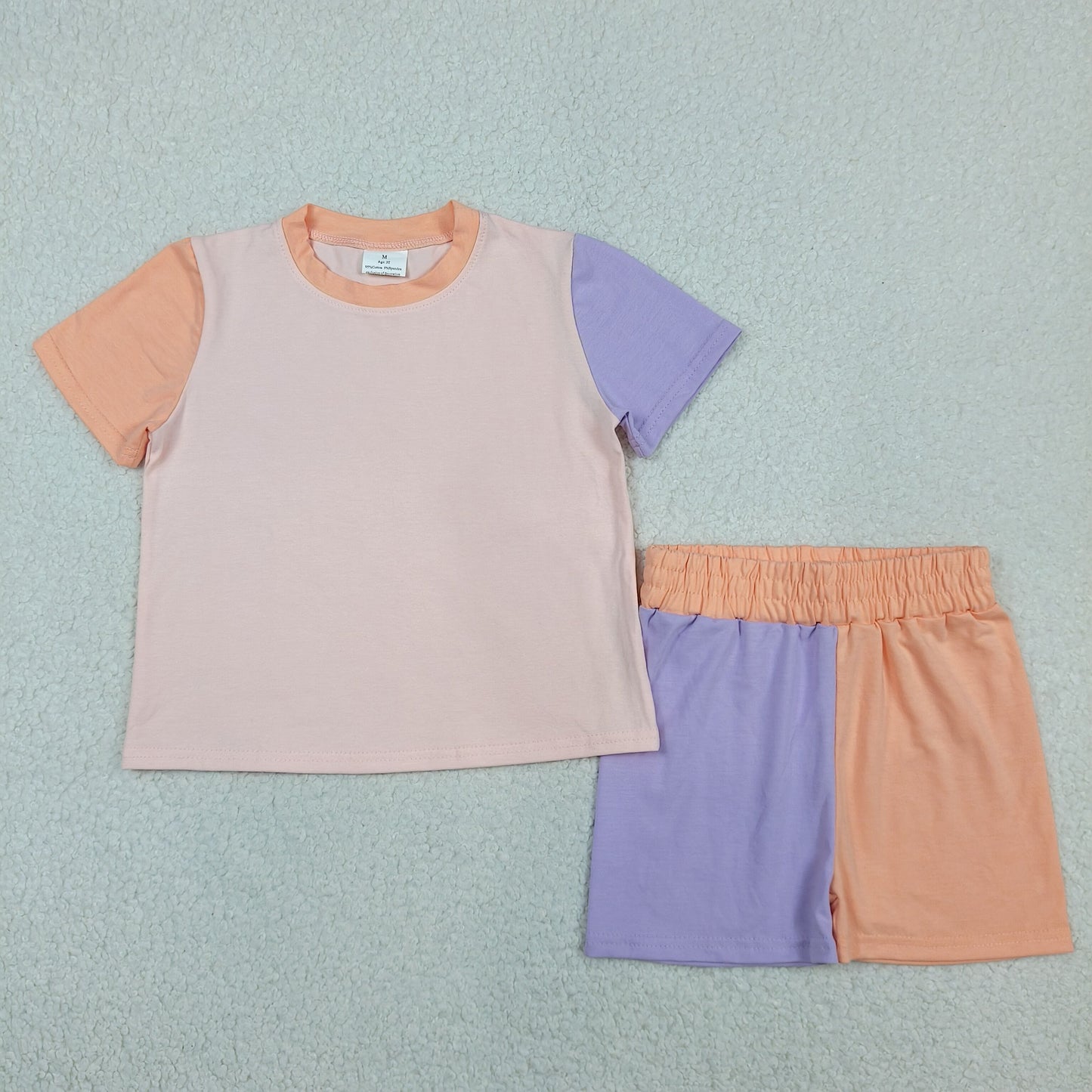 GSSO3504 Blue Pink Short Sleeve Girls Set
