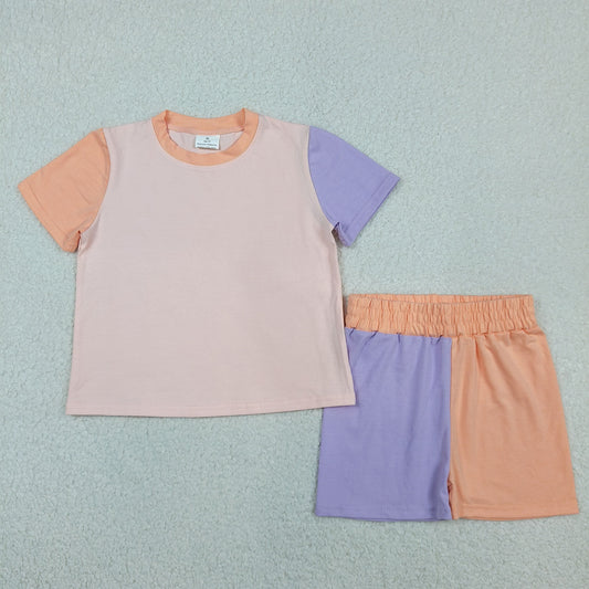 GSSO3504 Blue Pink Short Sleeve Girls Set