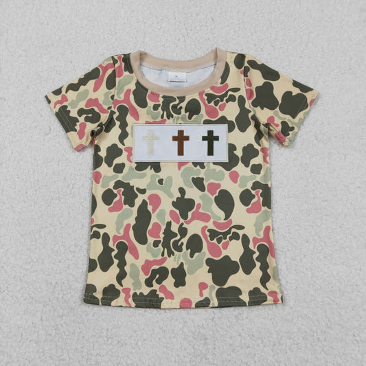 BT1395 Easter cross camo short sleeve boys top