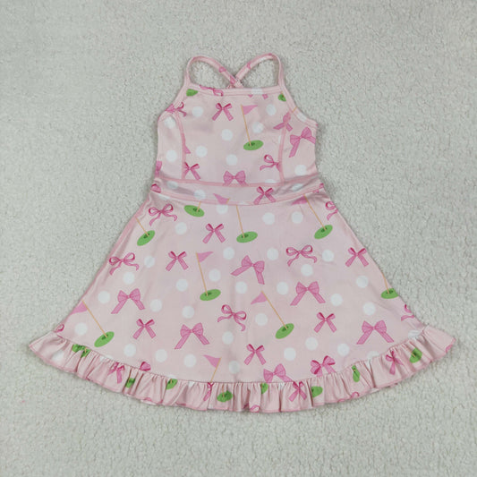 GSD2568 yoga golf pink bows girls dress with shorts