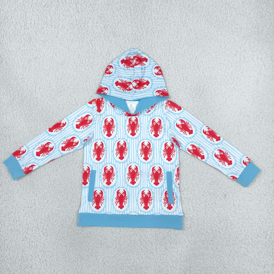 BT1974 Crayfish Blue Striped Hoodie Long Sleeve Boys Top