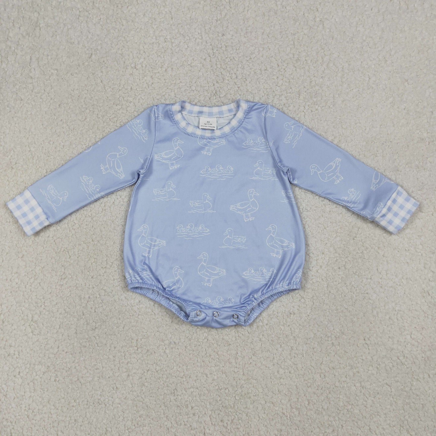 LR2969 Mallard Duck Blue Long Sleeve Boys Romper