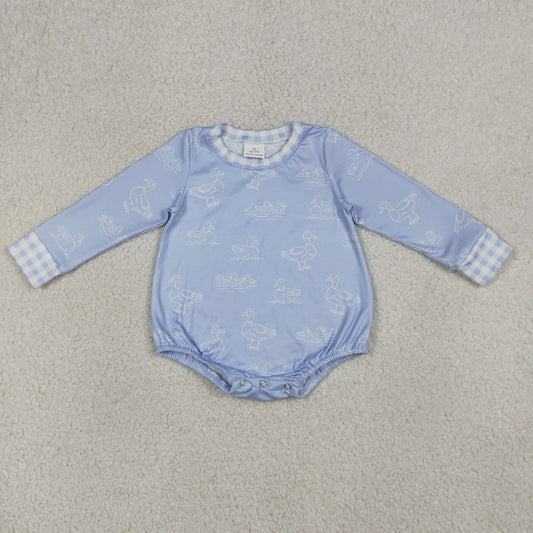 LR2969 Mallard Duck Blue Long Sleeve Boys Romper