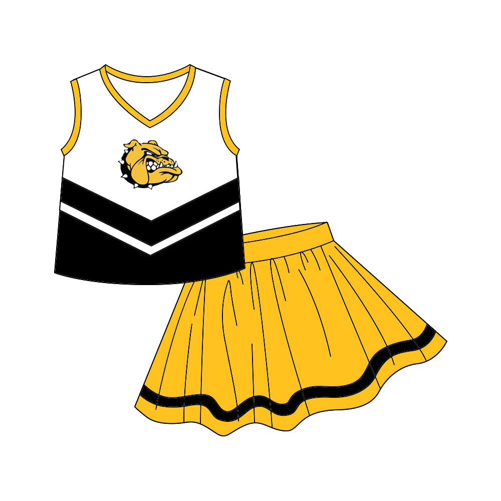 custom Team dress 10 black & yellow sleeveless skirt girls set