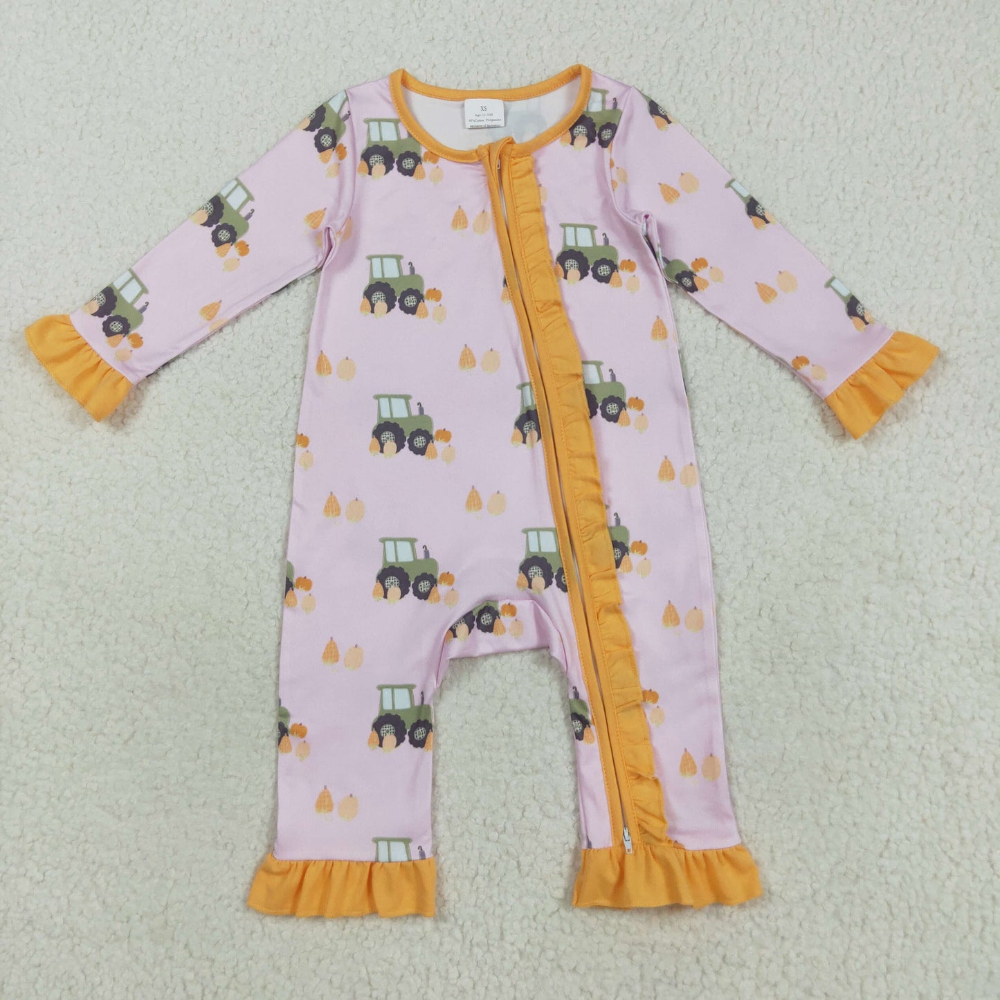 Farm tracktor pumpkin pajamas/romper RTS Sibling Clothes