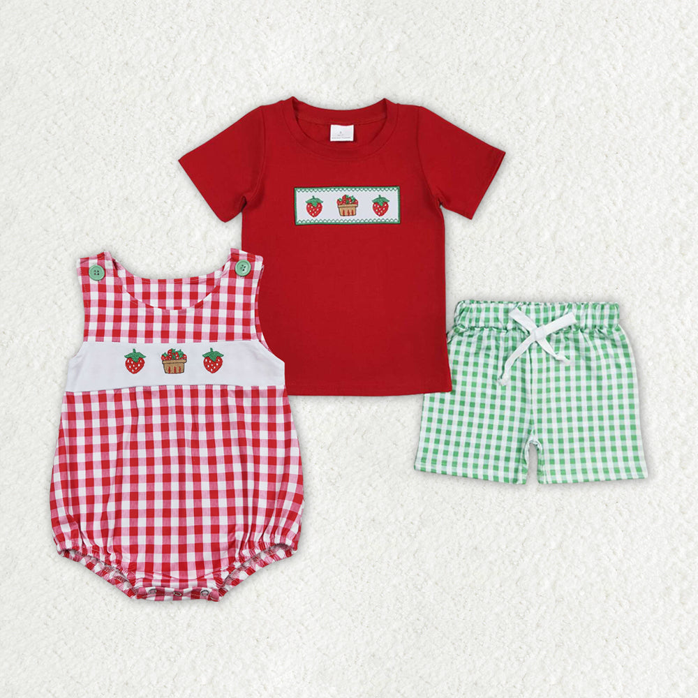 embroidery strawberry RTS sibling clothes