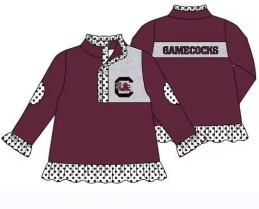 Custom S 8.15 Team red long sleeve girls top