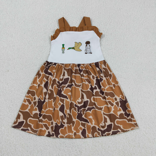 GSD1518 hunting camo duck call mallard dog brown girls dress