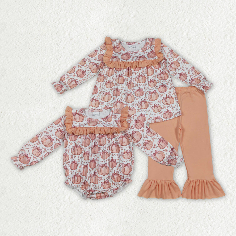 Autumn pumpkin bows style RTS Sibling Clothes