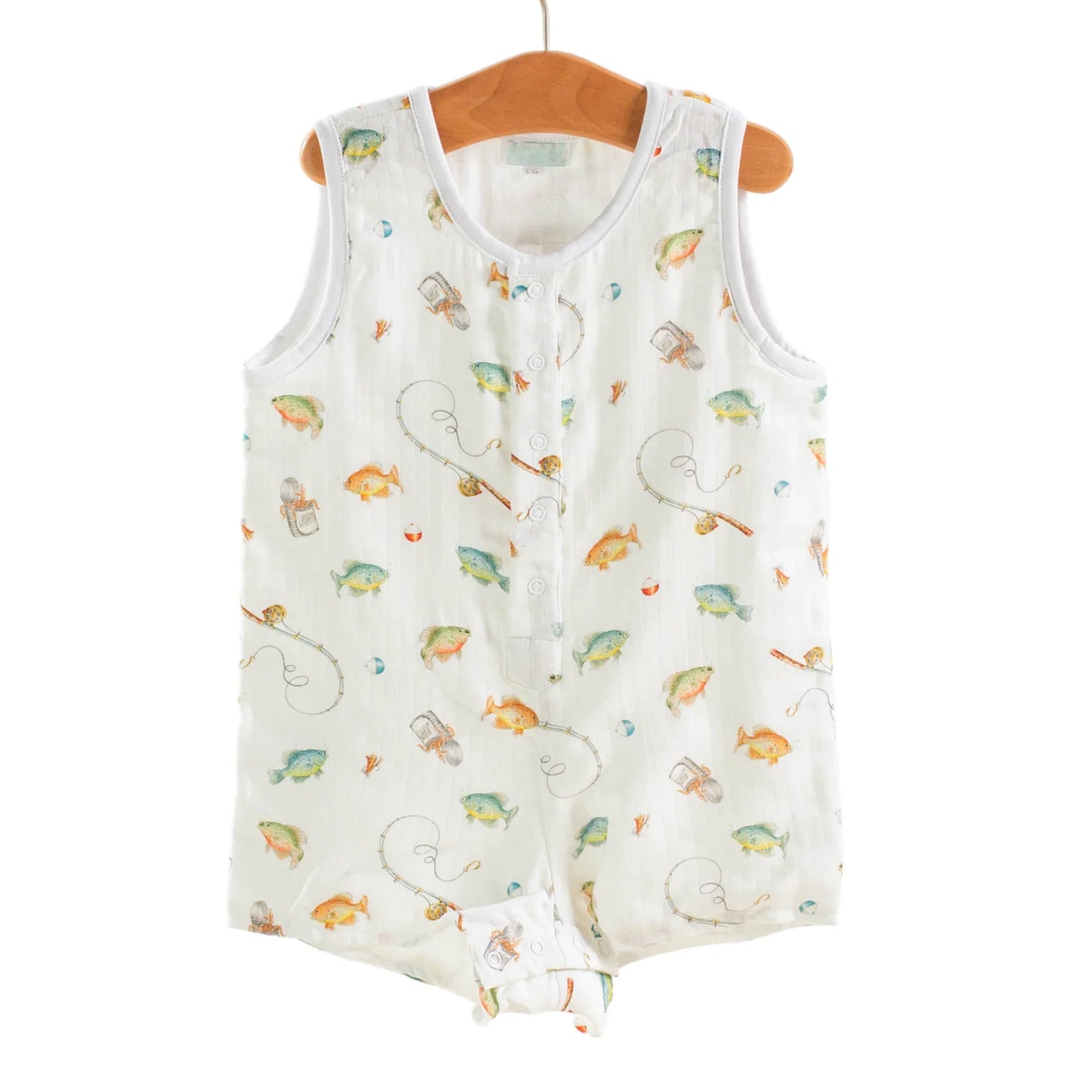 preorder SR1746 fishing white sleeveless boys romper