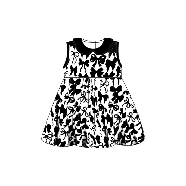 custom moq 3 black bows sleeveless girls dress