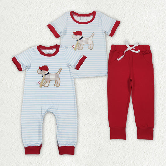 Embroidery Baseball Dog Romper/Set RTS Sibling Clothes