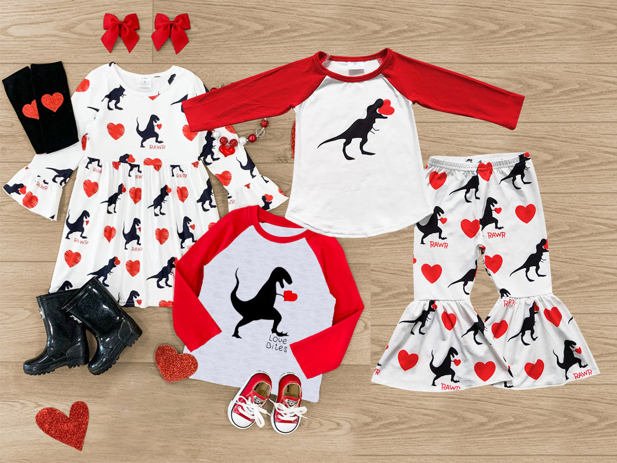 Dinosaur Hear Clothes Kids Valentine's Day Clothes