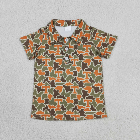BT1696 Football Item Camo Short Sleeve Boys Top