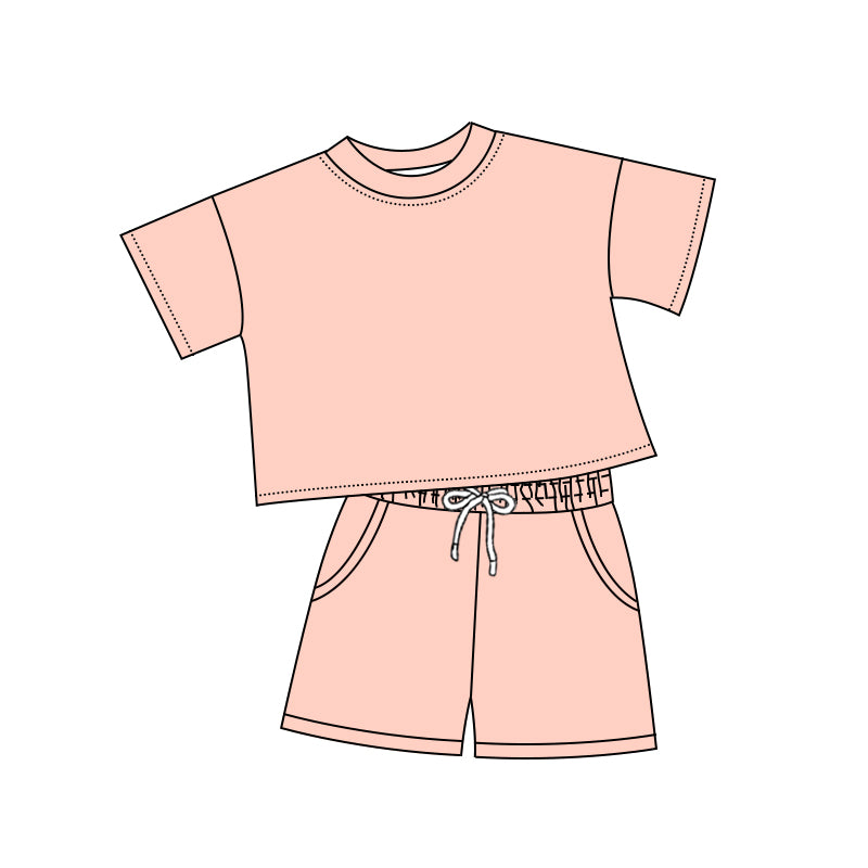 custom cotton watermelon red short sleeve shorts girls set
