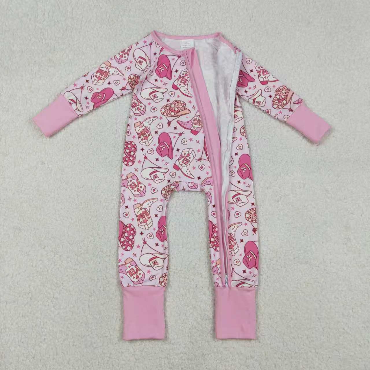 Western Boots Har Pink Girls Romper/Pajamas RTS Sibling Clothes