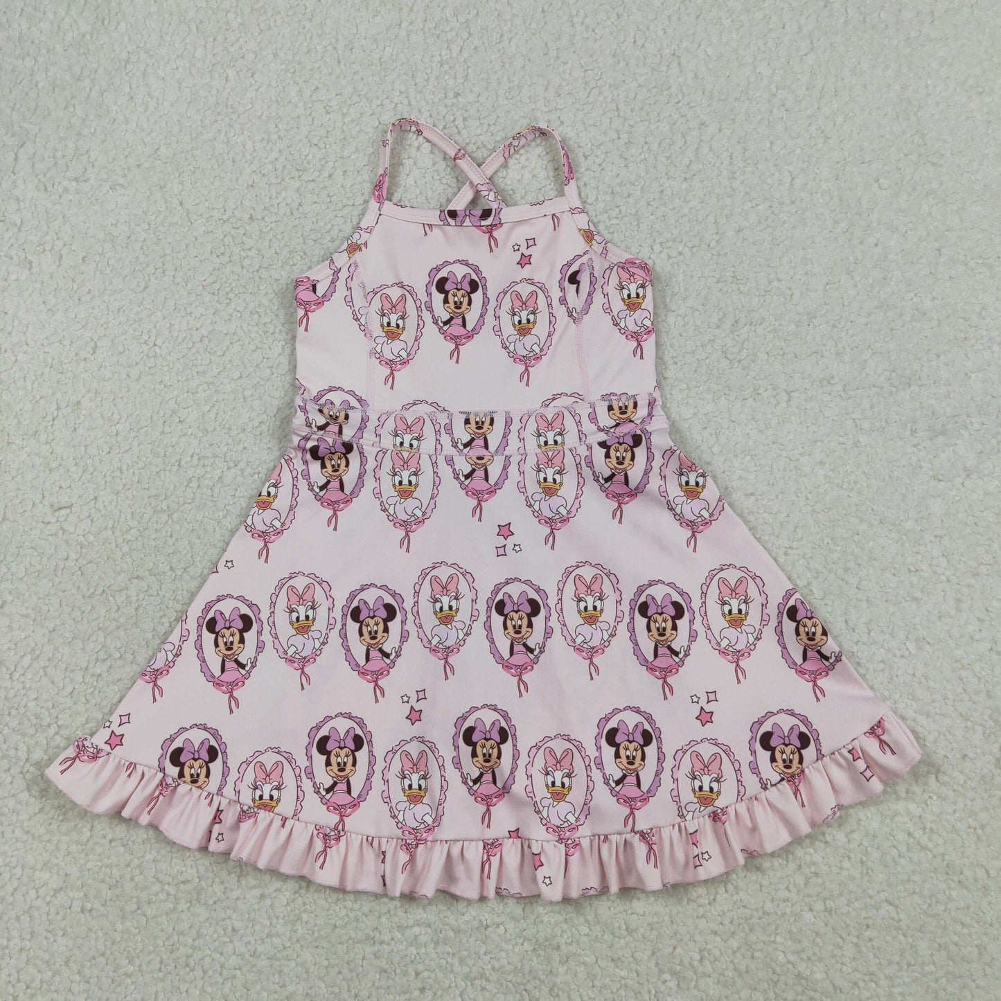 GSD3915 Yoga Cartoon M Pink Skorts Girls Dress