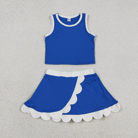 GSD4023 Yoga Blue Sleeveless Skorts Girls Set