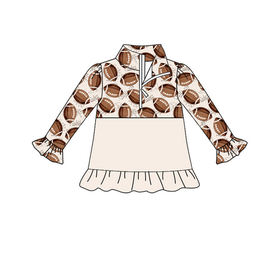 custom S 8.24 football brown long sleeve girls pullover