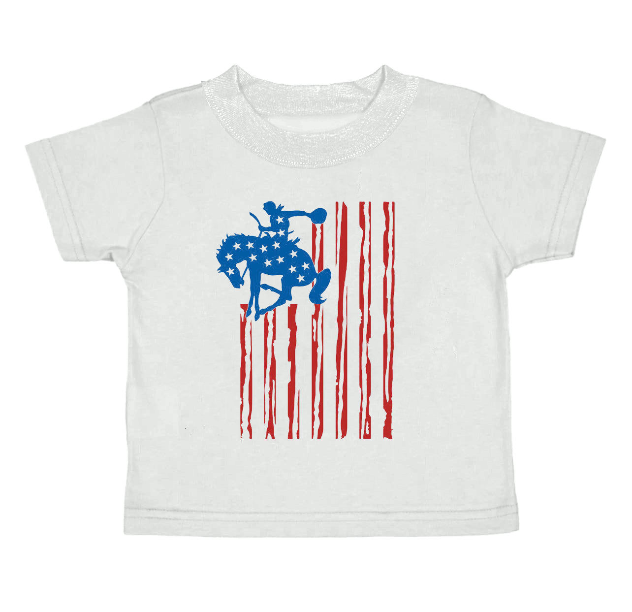 preorder BT0570 July 4th Western Rodeo Red Blue Star White Short Sleeve Kids Top