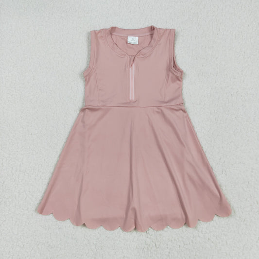 GSD2086 yoga pink zipper sleeveless with shorts girls dress