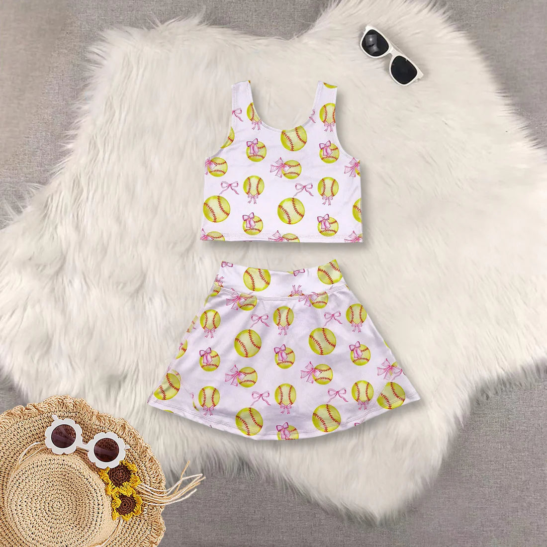 yoga skirt with shorts girls set RTS Sibling Clothes