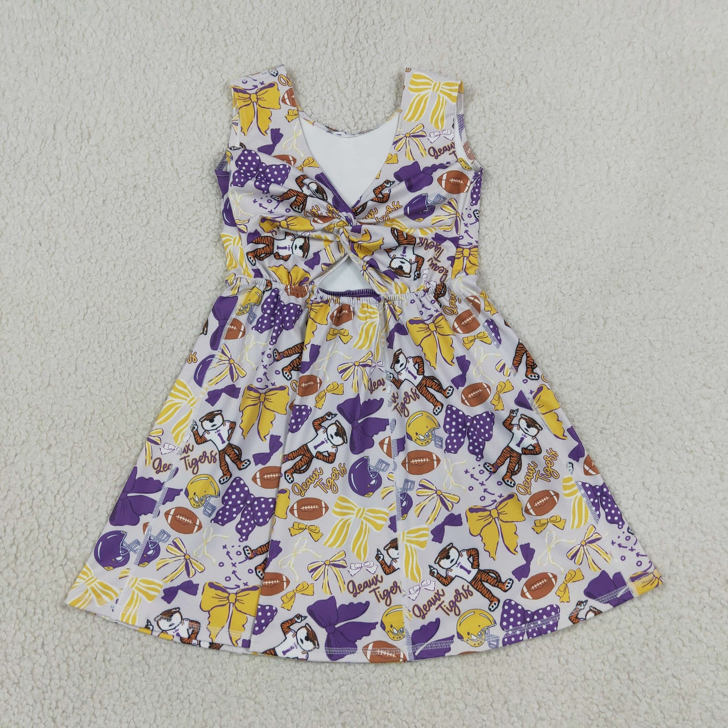 GSD3801 Yoga Item Bows Sleeveless Skorts Girls Dress