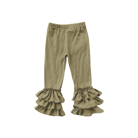 Custom Khaki ruffles girls pants