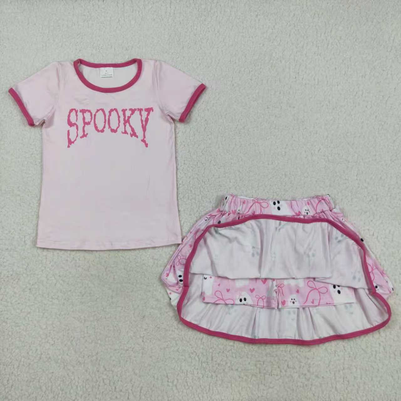 Halloween hey boo spooky skort girls set